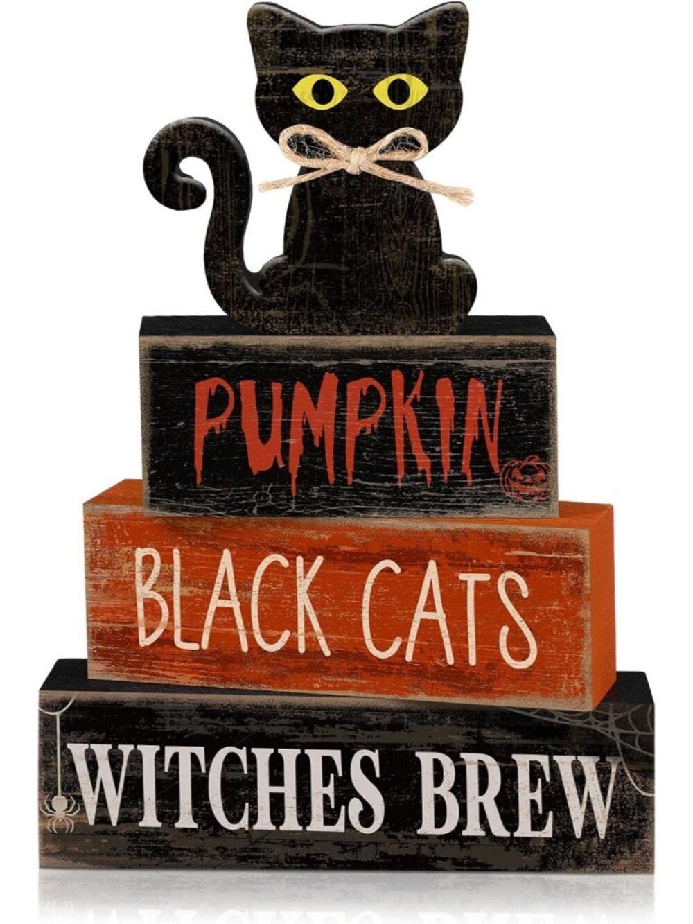 4 Pcs Halloween Table Decor for Home Wooden Black Cat Sign Set Black Cat Pumpkin